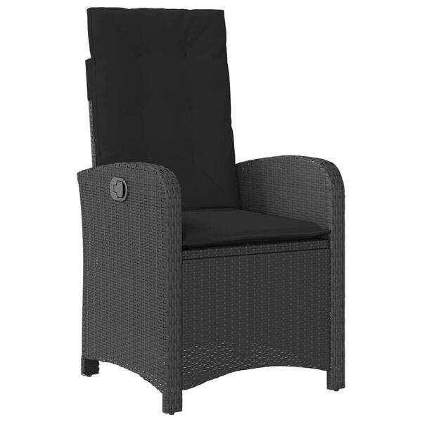 vidaXL Set mobilier de grădină cu perne, 9 piese, negru, poliratan