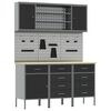 vidaXL Dulap de lucru cu sertar 7 pcs Negru Lemn ingineresc și oțel