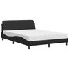 vidaXL Pat cu saltea, Dover, negru, 140x200 cm, piele ecologică