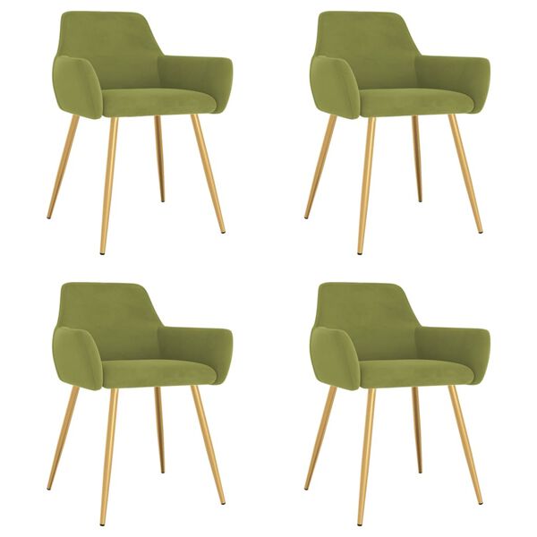 vidaXL Scaune de bucătărie, 4 buc., verde deschis, catifea