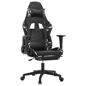 vidaXL Scaun de gaming masaj/suport picioare negru/Camuflaj piele eco