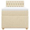 vidaXL Pat box spring cu saltea, crem, 90x190 cm, textil
