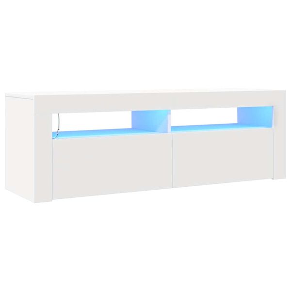 vidaXL Comodă TV cu lumini LED, alb, 120x35x40 cm