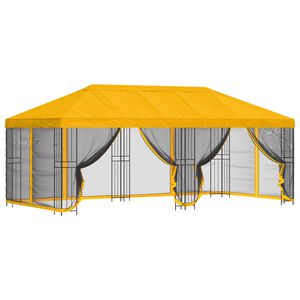 vidaXL Pavilion cu panouri laterale 6 x 3 m Galben Poliester și oțel