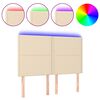 vidaXL Tăblie de pat cu LED, crem, 144x5x118/128 cm, textil