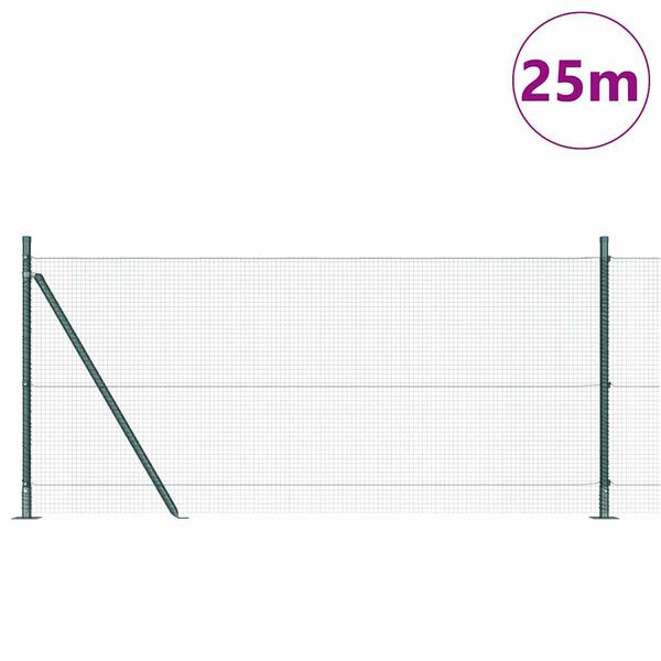 vidaXL St&acirc;lp de gard. Verde 25 x 1 m (plasă 16 x 16 mm) Oțel