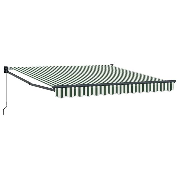 vidaXL Cortina Retractabilă Manual Verde și alb 350 x 250 cm țesătură