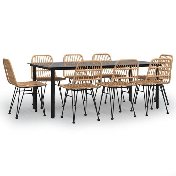 vidaXL Set mobilier de grădină, 9 piese, poliratan