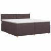 vidaXL Pat boxspring cu saltea Maro &icirc;nchis 200 x 200 cm Țesătură