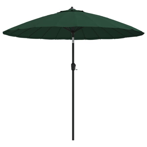 vidaXL Umbrelă de soare de exterior, st&acirc;lp aluminiu, verde, 270 cm
