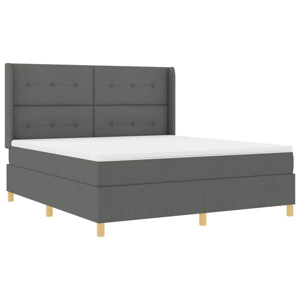 vidaXL Pat cu arcuri cu saltea cu headboard Gri 140 x 200 cm țesătură