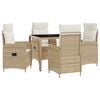 vidaXL Set dining pentru exterior 5 buc. Bej și alb crem poliratan