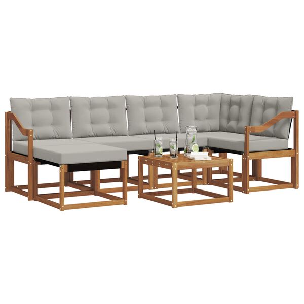 vidaXL Set de canapele de exterior 7 pcs Gri natural și deschis