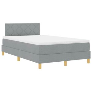 vidaXL Pat cu arc LED cu pernă Gri deschis 120 x 200 cm țesătură