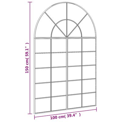 vidaXL Oglindă de perete, negru, 100x150 cm, arcuită, fier