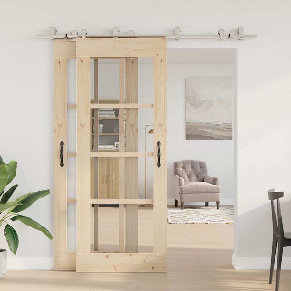 vidaXL Set piese pentru ușă glisantă, argintiu, 200 cm oțel inoxidabil