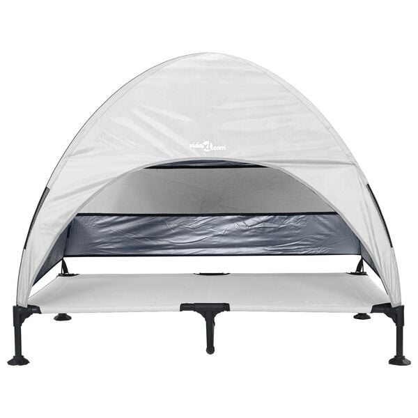 vidaXL Pat pentru câini ridicat Manual Gri argintie 127 x 81 x 108 cm