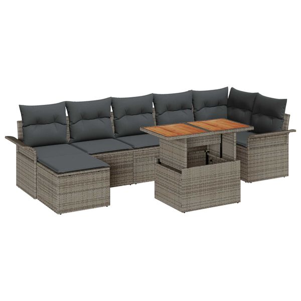 vidaXL Set de canapele pentru grădină 8 pcs Gri Rattan poli