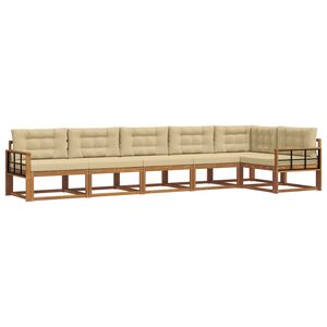 vidaXL Set de canapele de exterior cu pernă 6 pcs Natural și Bej