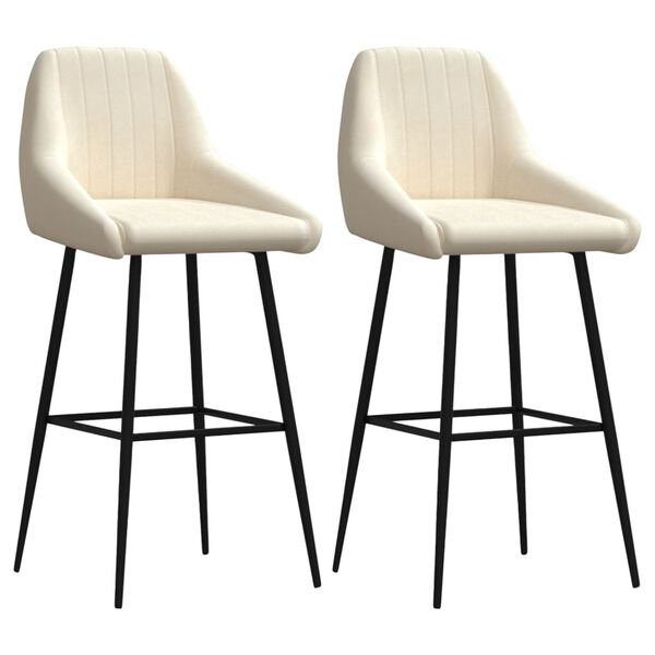 vidaXL Scaune de bar, 2 buc., crem, catifea