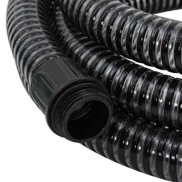 vidaXL Furtun de aspirație cu racorduri din alamă, negru 1,1" 20 m PVC