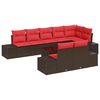 vidaXL Set de canapele pentru grădină Maro și roșu Rattan poli