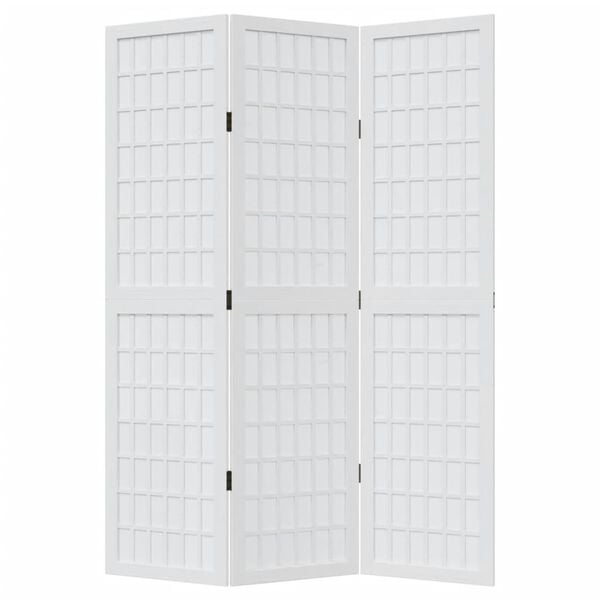 vidaXL Paravan cameră 3 panouri, alb, lemn masiv paulownia