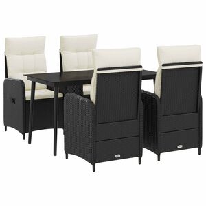 vidaXL Set masă de canapea cu pernă cu pernă 5 pcs Negru și Alb crem