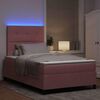 vidaXL Pat cu arc LED cu saltea cu headboard Roz 120 x 200 cm țesătură