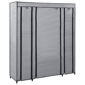vidaXL Șifonier cu bare și compartimente, gri, 150x45x176 cm, textil