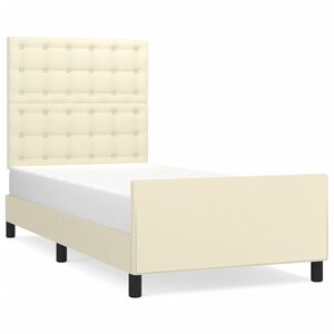 vidaXL Cadru de pat cu tăblie, crem, 80x200 cm, piele ecologică