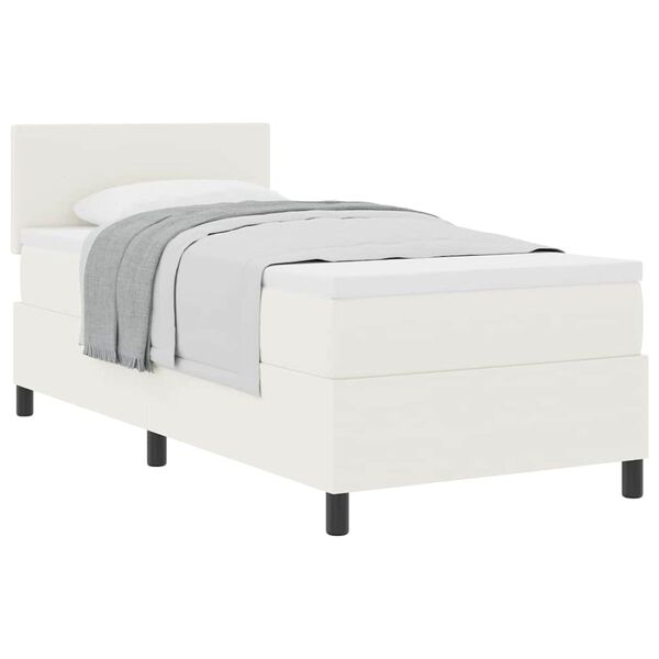 vidaXL Pat cu arcuri Crema și Alb 203 x 80 x 88 cm Țesătură de catifea