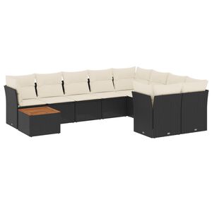 vidaXL Set canapele de grădină cu perne, 10 piese, negru, poliratan