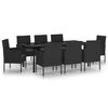 vidaXL Set mobilier de grădină, 9 piese, negru