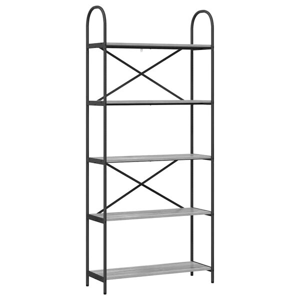 vidaXL Raft pentru cărți Gri Sonoma 80 x 30 x 183 cm Lemn compozit