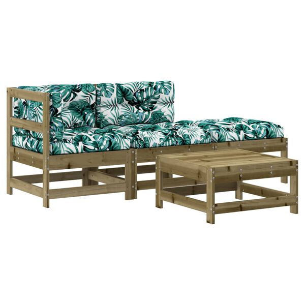 vidaXL Set mobilier de grădină cu perne, 4 piese, lemn de pin tratat