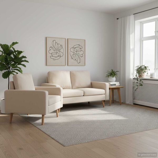 vidaXL Set de canapele, 2 piese, crem, material textil