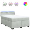 vidaXL Pat box spring cu saltea, gri deschis, 160x200 cm, catifea