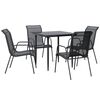 vidaXL Set mobilier de grădină, 5 piese, negru, oțel și textilenă