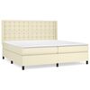 vidaXL Pat continental cu saltea, crem, 200x200 cm, piele ecologică