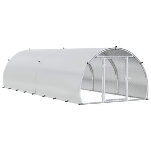vidaXL Căsuță pentru pui Argintiu 400 x 150 x 100 cm Oțel Galvanizat