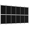 vidaXL Paravan de cameră cu 6 panouri, negru, 300 x 180 cm, textil