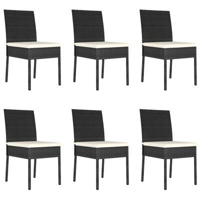 vidaXL Set de mobilier de exterior, 7 piese, negru, poliratan