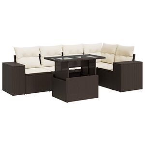 vidaXL Set canapele de grădină cu perne, 6 piese, maro, poliratan