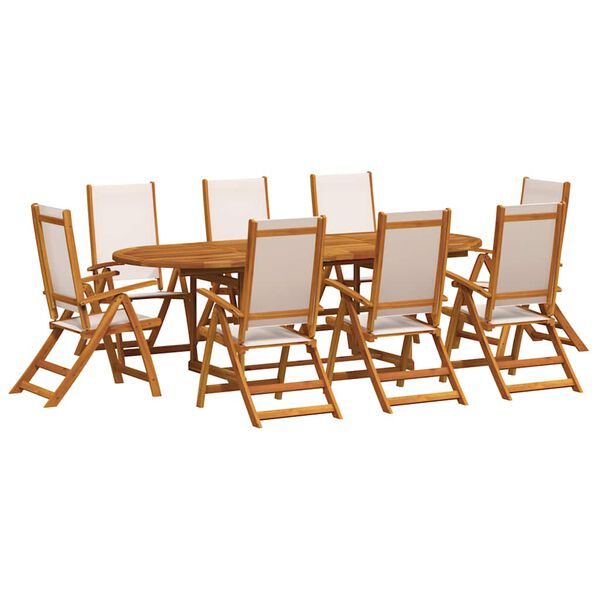 vidaXL Set mobilier de grădină, 9 piese, lemn masiv acacia/textilenă