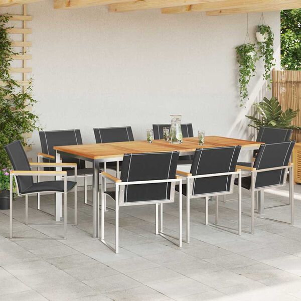 vidaXL Set de masă pentru grădină 9 pcs Maro Lemn Solid de Acacia