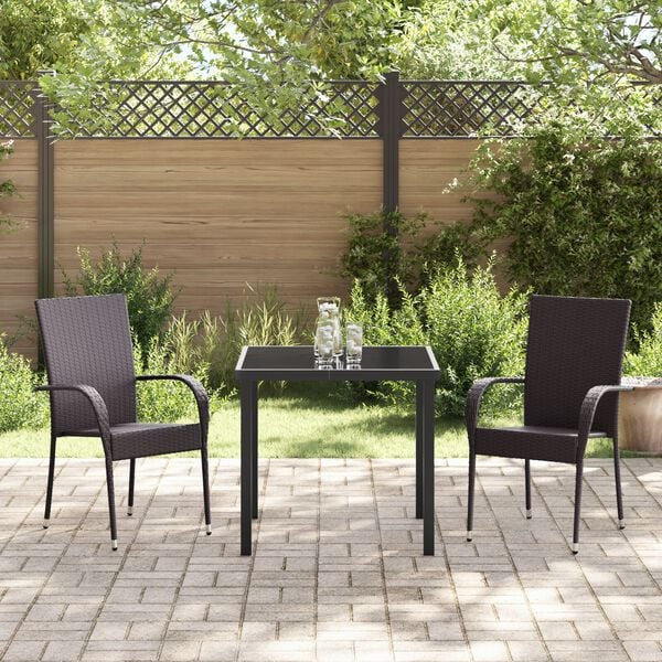 vidaXL Set de masă pentru grădină 3 pcs Negru Rattan poli