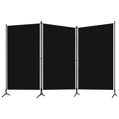 vidaXL Paravan de cameră cu 3 panouri, negru, 260 x 180 cm