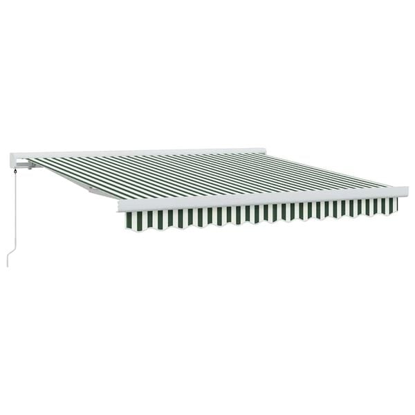 vidaXL Cortina Retractabilă Verde și alb 300 x 250 cm Stofă și Metal