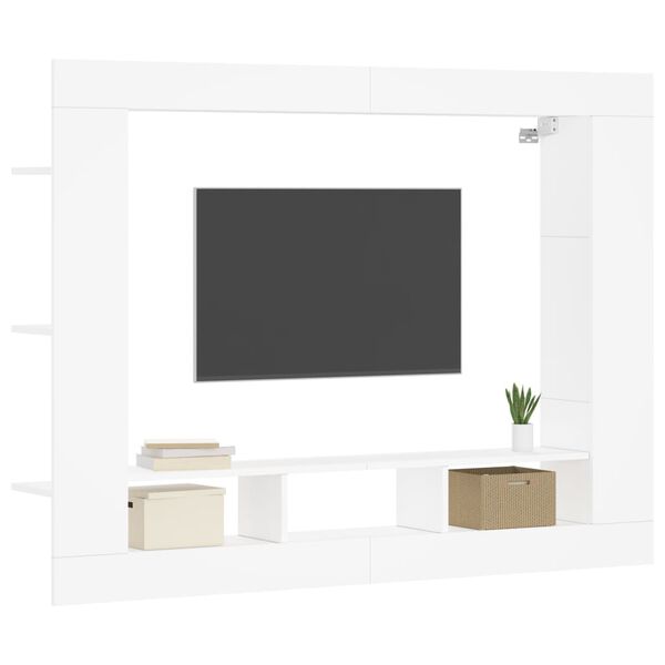 vidaXL Comodă TV, alb, 152x22x113 cm, lemn prelucrat